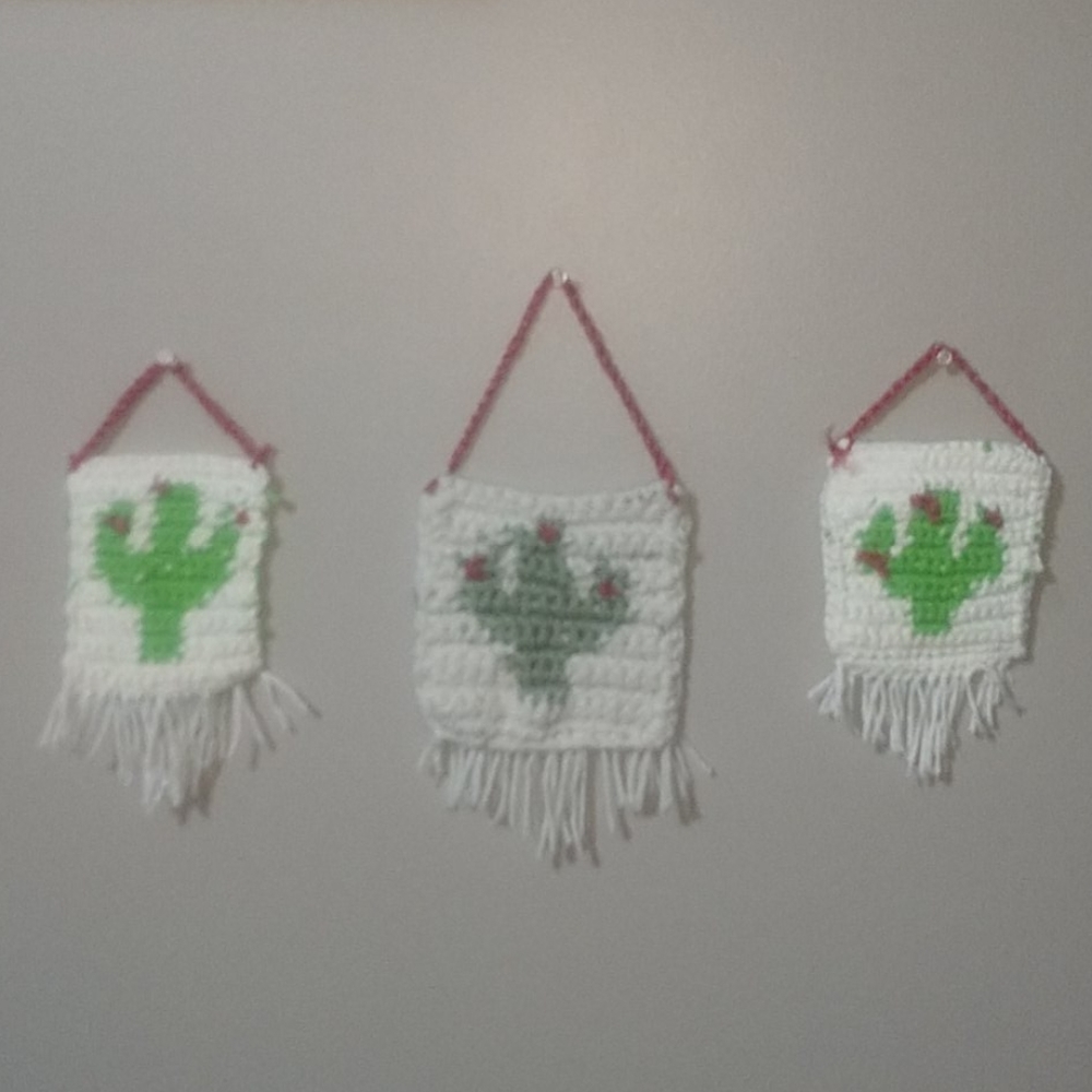 Trio of cactii wall hangings